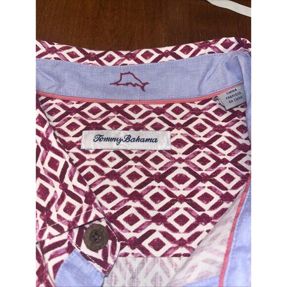 Tommy Bahama Men's 100% Silk Shirt Tropical Pink Size XL Hawaiian Geometric - Picture 3 of 8